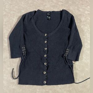 Guess Los Angeles Lace Black Button Down Cardigan Women’s M